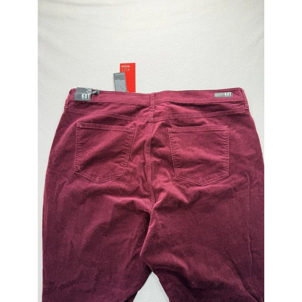KUT From The Kloth Diana Fab Ab Skinny Corduroy Pants Womens 22W Burgundy NWT